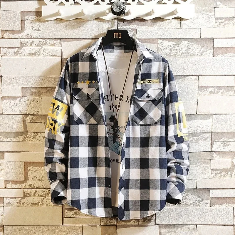 Wholesale high quality 2024 new breathable cotton men's casual plaid long sleeve flannel shirt