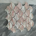 Shell Tile Mother Of Pearl Shell Greek Instant Fan Shape Fishscale Ceramic Porcelain Wall Tile Mosaic