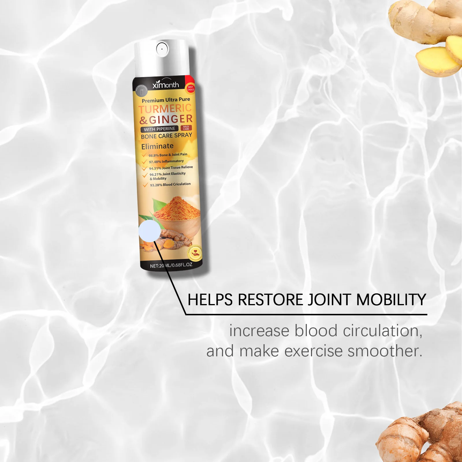 Turmeric Joint Care Spray Lumber Spine Massage Muscle Pain Tendons Curcuma Pain Spray Knee Pain Relief Spray