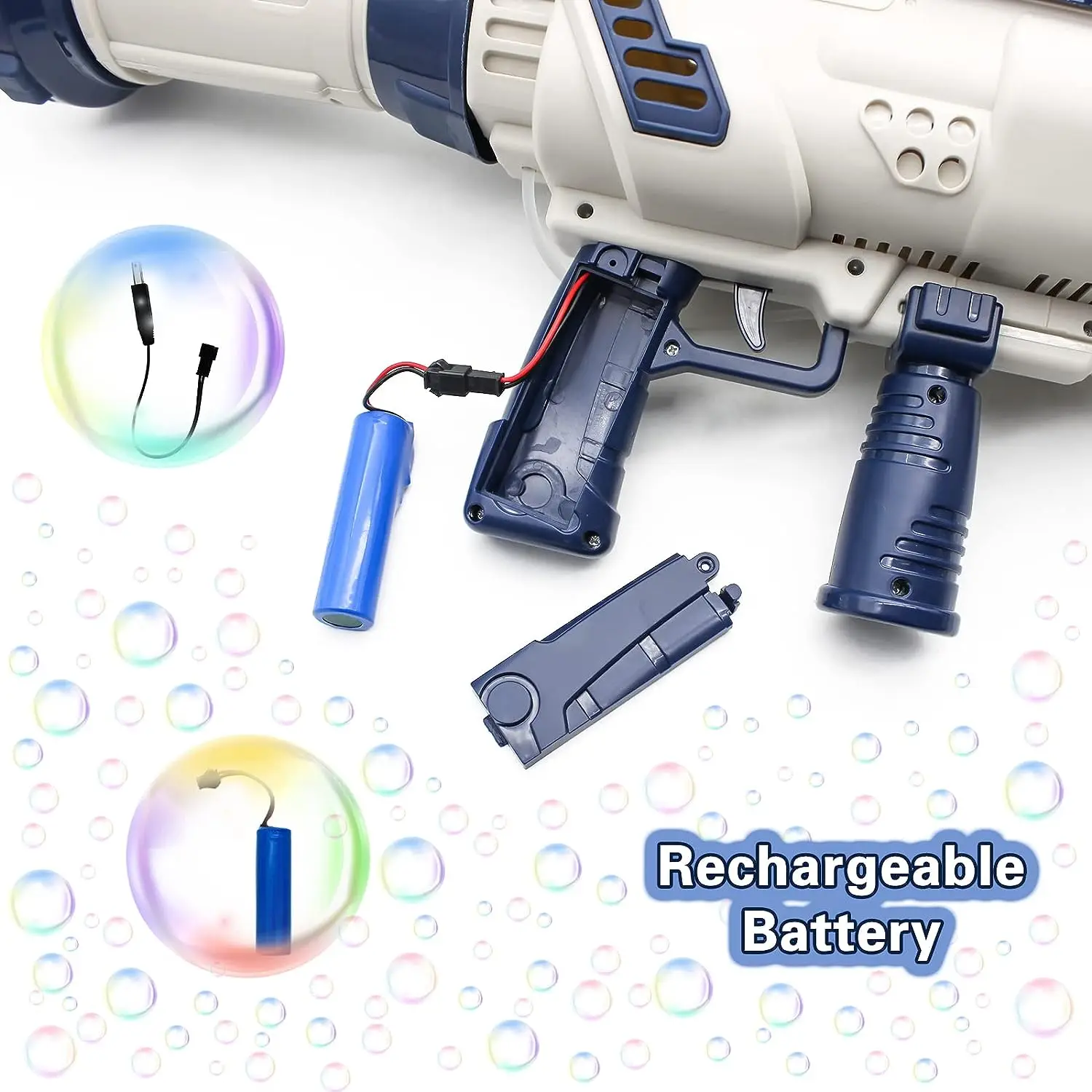 EPT Wholesale Summer Kids Toys 24 Holes Bazooka Bubble Machine Blower Bubble Gun For Kids