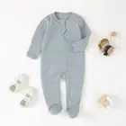Clothes Grass Green Ribbed Baby Footed Onesie Pajamas One-piece Clothes