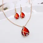 Gemstone Jewelry Popular Water Drop Wrapped Gemstone Cross Hollow Necklace Earrings Set Ruby Jewelry