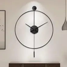 Iron Art Classical Large Decorative Wall Clock with Pendulum Modern Silent Metal Wall Clocks for Living Room Bedroom