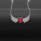 Heart Wings WSYEAR Red Heart Wings Jewelry Angel Necklace Crystal Pendant Birthday Gift For Necklace Women