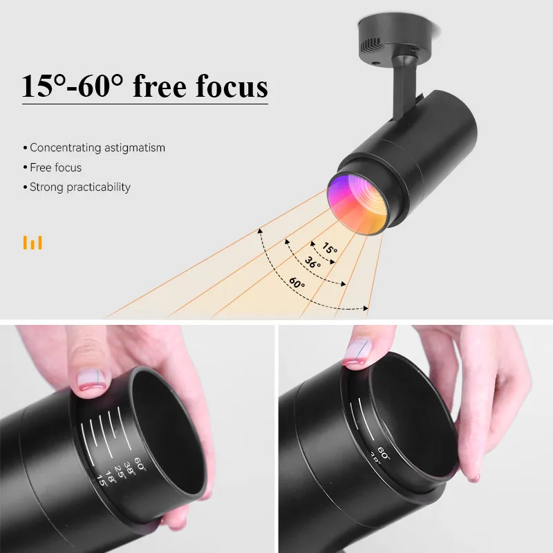 20W RGB LED Ceiling Spot Light and Remotely Controlled Adjustable Light Aluminum 16-color Adjustable Focus Track Stage Light