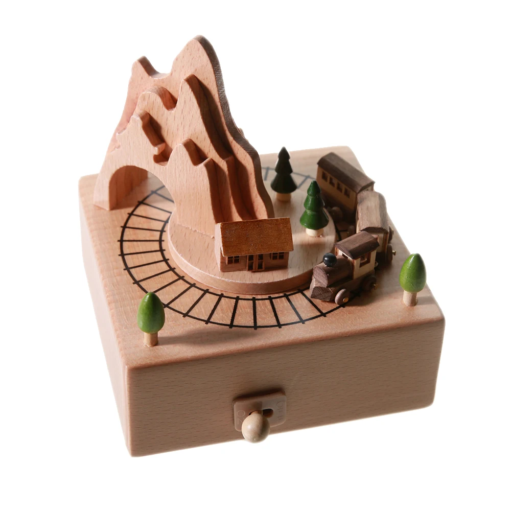 wooden train with music