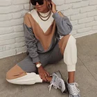 Women's Hoodies 2021 Newly Designed 2 Piece Hoodie Set Color Block Tracksuit And Fashion Tracksuit For Women
