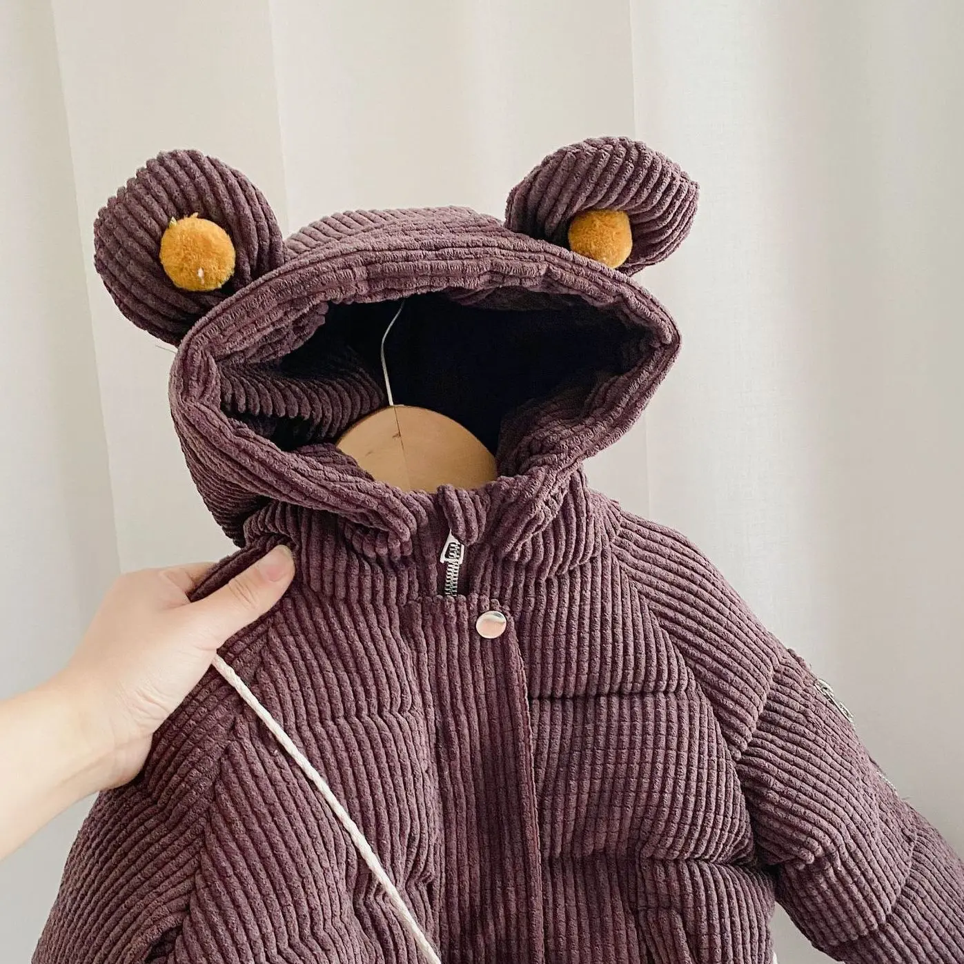 infant winter warm cute bear hoodie newborn 1-4 years old solid color Fashion jacket baby boy cotton clothes