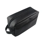 Direct Factory Design Your Logo Print On Black Matte Men's Washing Bags Soft Leather Folding Toiletry Bag For Men