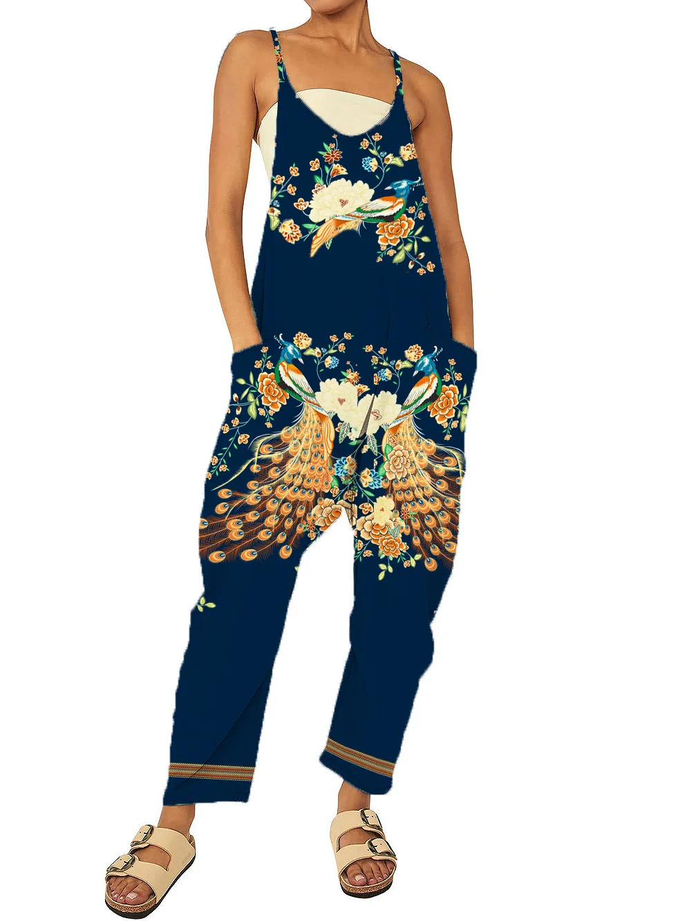 women 2023 new arrivals summer Fashion casual skinny pattern printing suspender jumpsuit