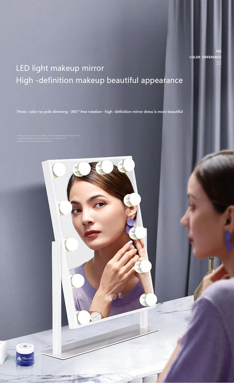 High Quality Luxury Vanity Hollywood Style Makeup Mirror With Led Light