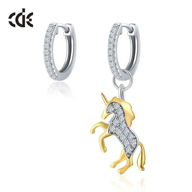 CDE N1911 Fashion Jewelry Copper Alloy Zircon Moonstar Women Unicorn Charm Bangle Bracelet Wholesale Kids Children  Hoop Earring
