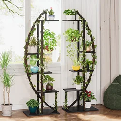 Tribesigns 5 Tier Plant Stand Pack of 2 Multi-Purpose Curved Display Shelf Bonsai Flower Plant Stand Rack for Indoor Garden