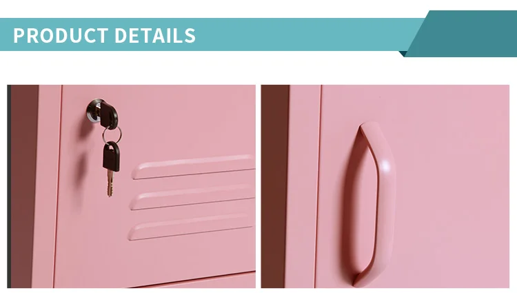 튼튼한 소형 분홍색 금속 로커 내각 머리맡 강철 단 하나 문 학생 저장 3