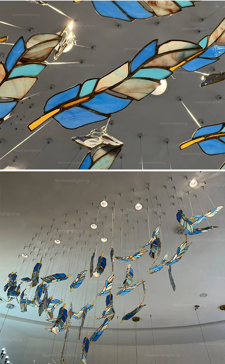 CPL-288 Elegance Design Indoor Decoration Hanging Pendant Light Hotel Lobby Hall Villa Staircase Glass LED Chandelier details