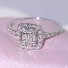 18k Gold Diamond Rings Gold FFT Cheap Buy 18K White Gold Diamond 3-layer Square Luxury Rings Jewelry Women