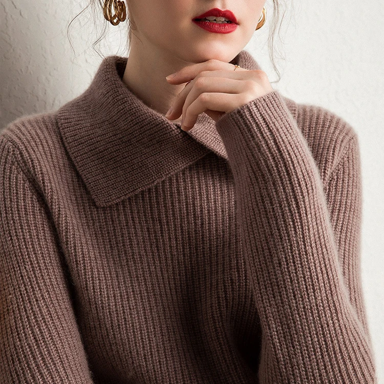 Knit Sweaters,Turn-down Collar Sweater 