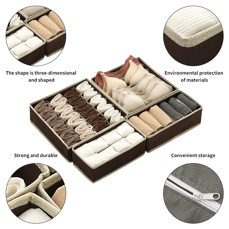 Hot Sell Foldable Underwear Storage Box Wardrobe Bra Socks Storage Box Drawer Underwear Organizer