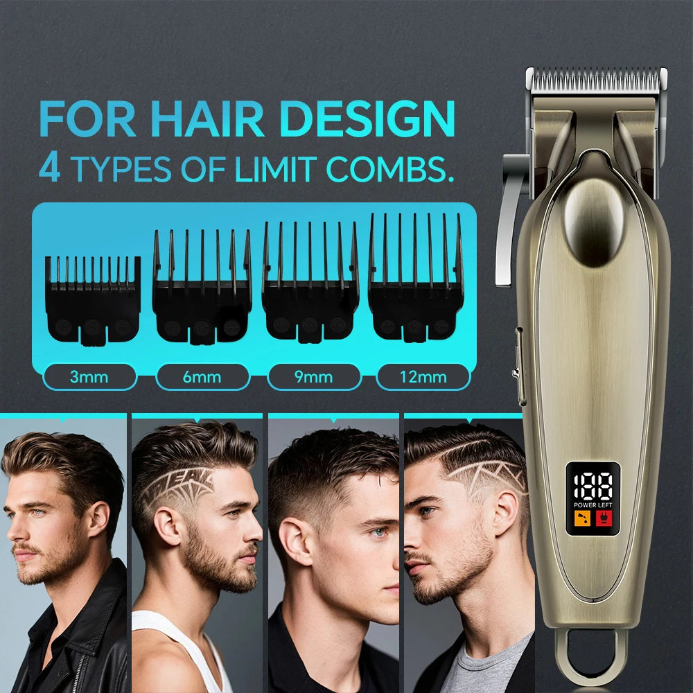 Professional USB Hair Cutter Trimmer Set for Humans Stainless Steel Barber Clippers for Household Hotel Use English Operating manufacture