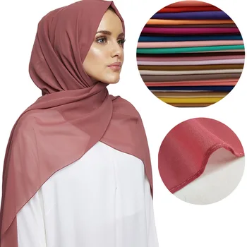 Ready To Ship Factory Price Hot 22 Color wear women Muslim Solid Color head scarf chiffon hijab scarf