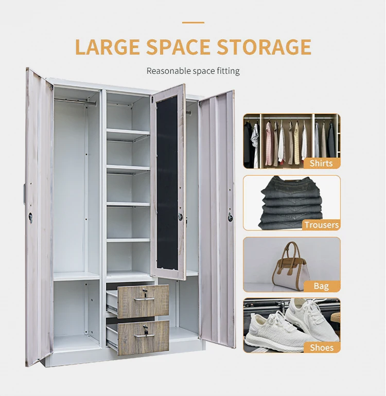 foshan factory direct sale Factory supply wardrobe cabinet used metal wardrobe closet cupboard wardrobe