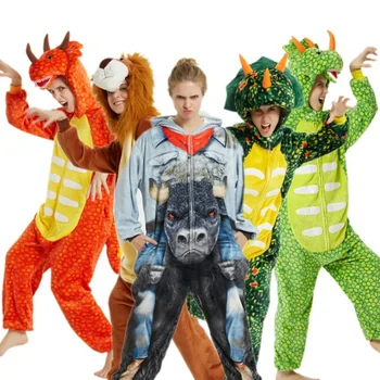 Ready to ship Plush Unicorn Pajamas Funny sleepwear Wholesale cartoon animals Onesie for Adult teenage woman