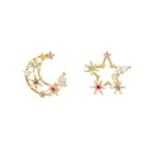 Stud Earrings 2021 New Design Gold Color Star Moon Stud Earrings Lovely Asymmetric Earrings Jewelry For Women Wedding Gifts