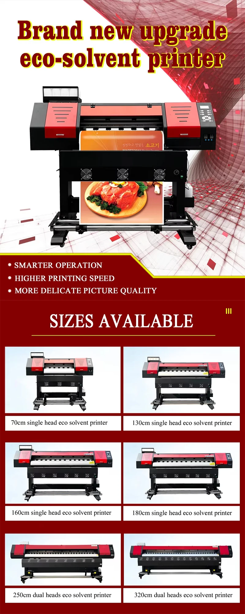 Digital Eco-Solvent Inkjet Printer for Creating Customised Poster Wallpaper Car PVC Canvas Vinyl Stickers for Advertising etc