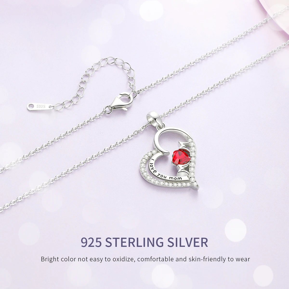 CDE YN1078 Fine Jewelry 925 Silver Necklace Heart-Shaped Pendant Necklace Austrian Crystal Plata De Collar Heart Mom Necklace