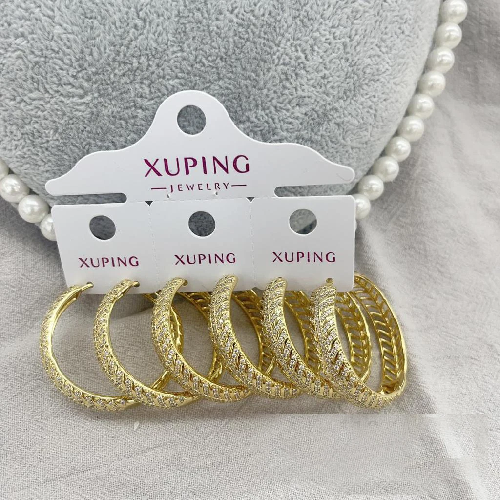XP1113 Xuping jewelry fashion elegant simple 14k gold earring women crystal zircon hoop earring Gifts for loved ones and friends