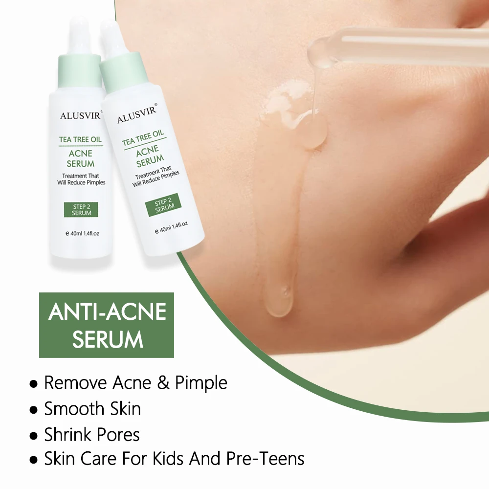Private Label Skincare Tea Tree Oil Anti Acne Facial Cleanser Moisturizer Serum Organic No Label Vegan Skin Care Set For Kids