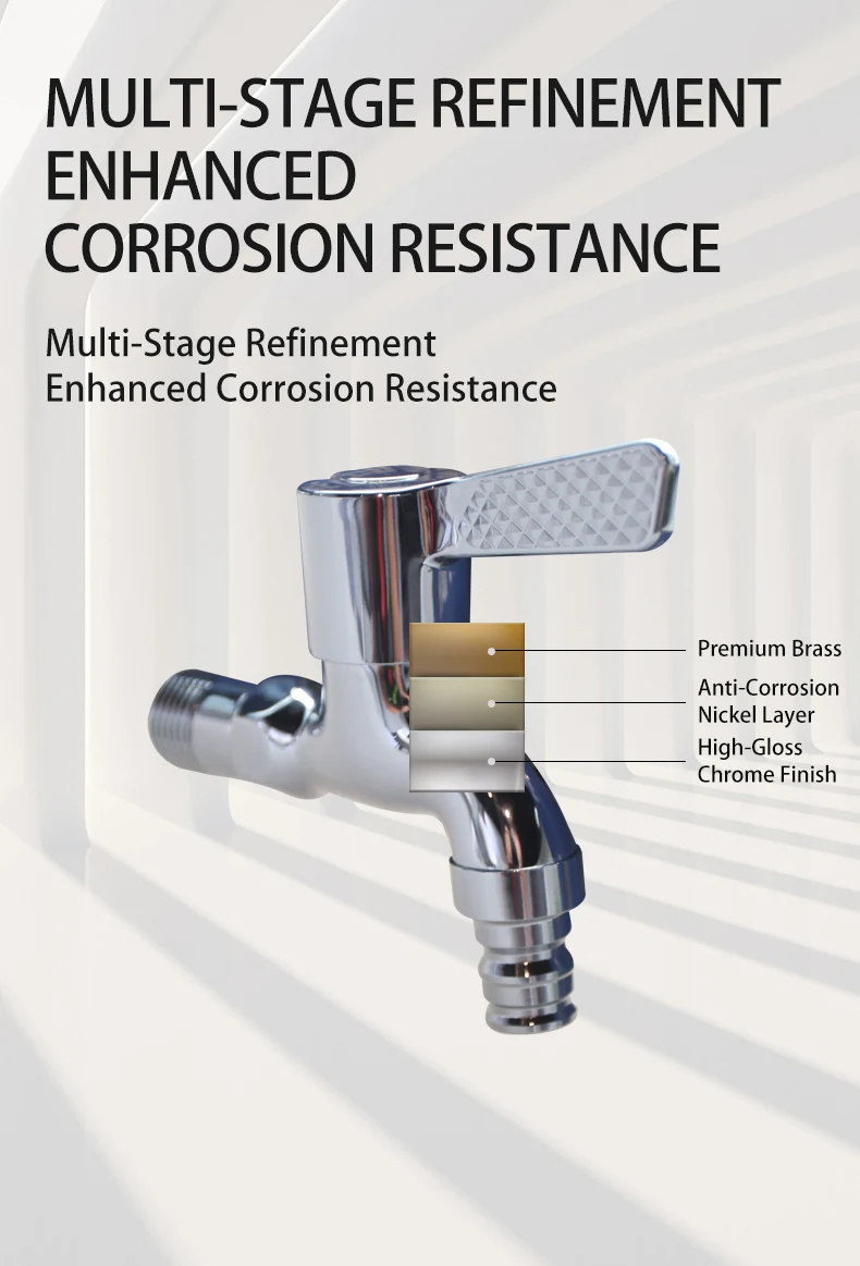 Brass Wall-mounted Bib Cock Drinking Water Safe HIGH WATER FLOW Soft and Aerated Stream Drip-Free Ceramic Valve Core Faucet supplier