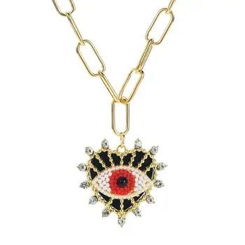New personalized creative paper clip devil's eye zircon necklace women's fashion diamond love eye pendant