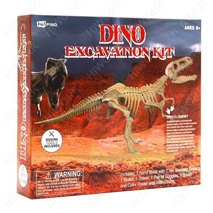 Dinosaur Fossils Digging Excavation Dig & Discover 6 Teeth Fossil Toy Models 