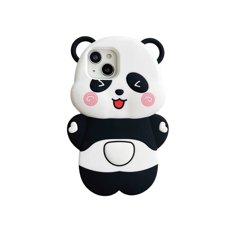 Shockproof Rubber Cover Silicone Panda Cartoon Hugging Cat Girl Cute Phone Case for Apple iPhone 15 14 13 12 pro max 11