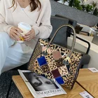 Europe And America Retro Snake Leopard Print Colorful Patchwork Fashion Big Cowhide Leather Bags Women