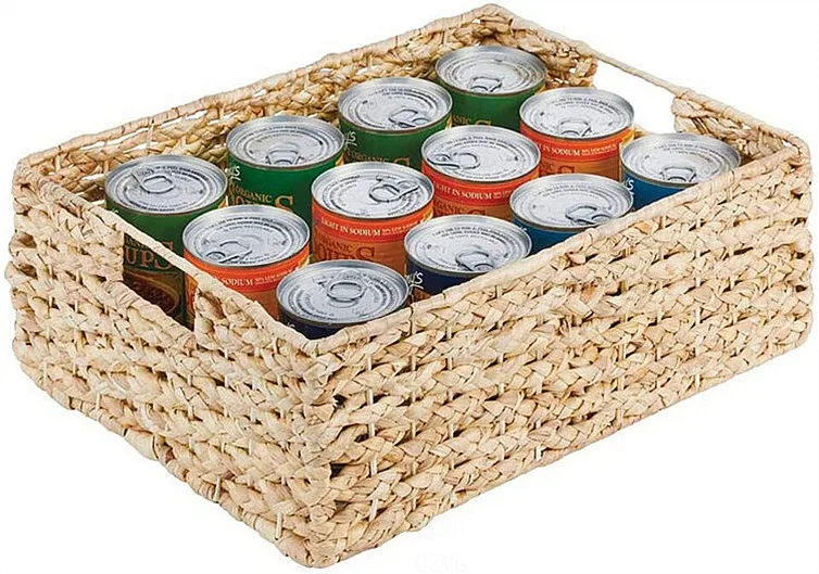 Foldable Water Hyacinth Basket, Rattan Outdoor Garden Basket, Wicker Storage Basket Rattan