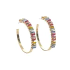 Earrings Earings Simple Fashion Design Colorful Rhinestone Inlaid Iron Hoop Earrings Rainbow Jewelry Earings