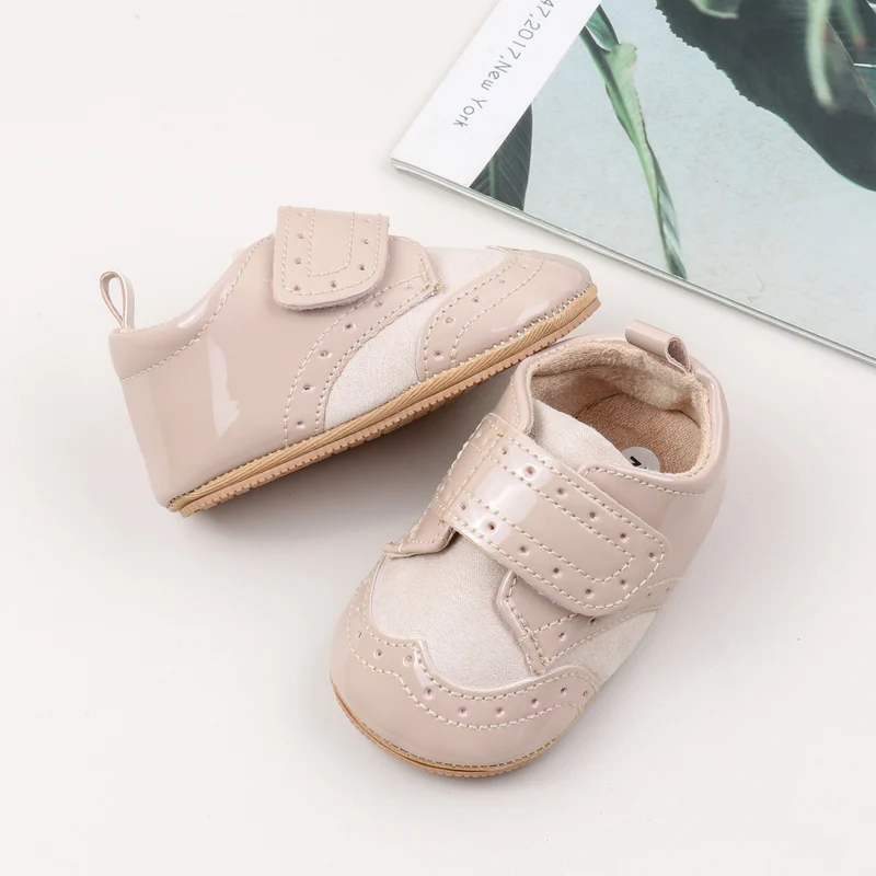 New Arrival Anti-Slip TPR Soft PU Baby Dress Shoes with Flat Outsole for Boys and Girls Tollder Baby Walking Shoes 0-15M manufacture