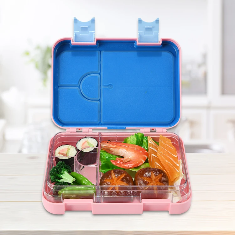 Durable,azul Caja bento para niños Acero inoxidable Prueba de fugas Bento caja de almuerzo con 2 compartimentos Envase del bocado de la comida Para Adultos 