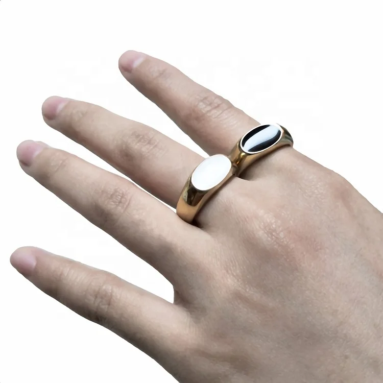 Latest High Quality 18K Gold Plated Stainless Steel Jewelry Oval Color Epoxy Rings Accessories Ring R214126