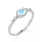 Pretty Oval Shape Factory Women Silver Ring Natural Moonstone Gems Ring 925 Sterling Silver Jewelry