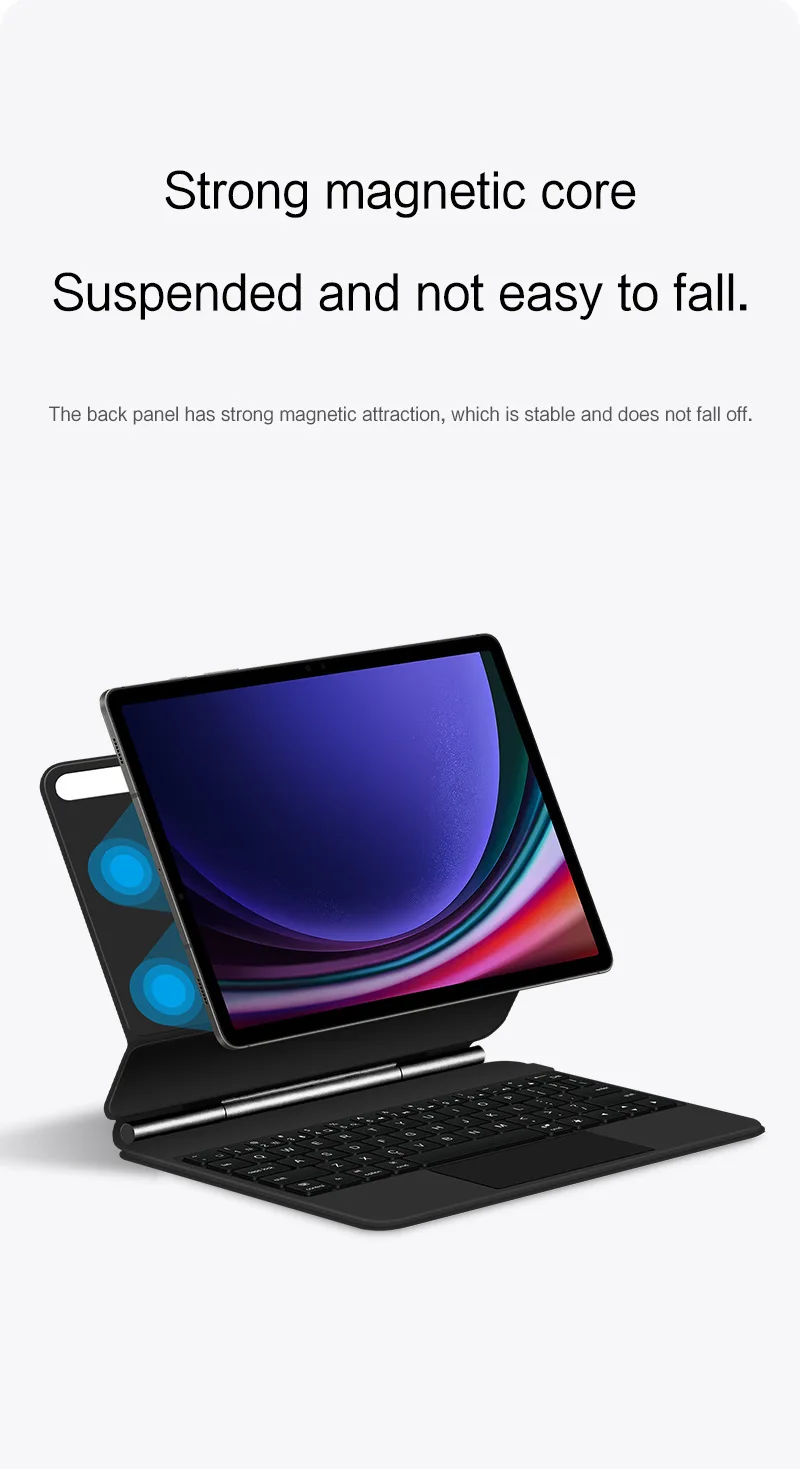 product magic keyboard case for samsung tab s9fe plus floating magnetic backlit bluetooth keyboard with smart control laudtec-2