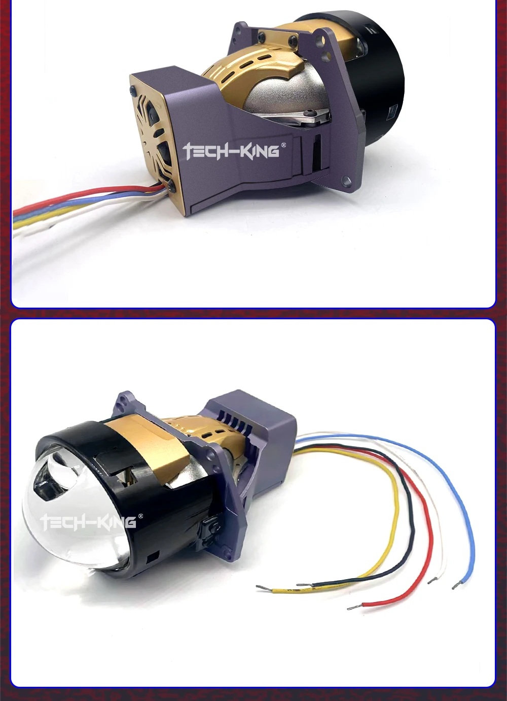TECH-KING TIR bi-prism direct laser lens near and far light integrated 3-inch double lamp cup lens headlight projector headlamp
