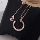 Silver Jewelry 2021 Elegant Silver Jewelry Ice Out Gold Plated Chain Pendant Shiny Crystal Nail Necklace