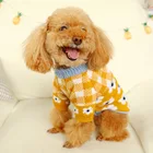 Red Clothes New Teddy Bear Pomerania Rose Flower Sweater Red And White Grid Clothes For Autumn Winter