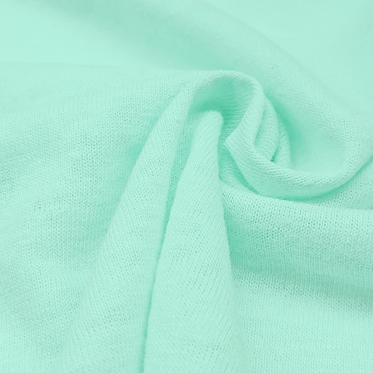 High Quality Solid Knitted Fabric Organic Linen Rayon Material Single Jersey Fabric for Shirt details