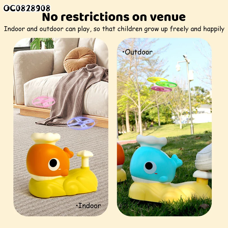 Whale design new novelty toys kids outdoor games flying discs launcher machine toys with accessories