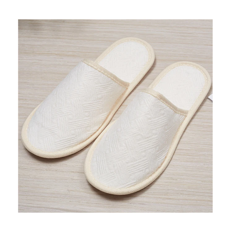 Chinese Brand Eco-friendly Biodegradable Hotel Spa Slippers Closed-Toe Pulp Sole Disposable Airline Slippers details