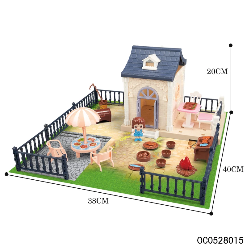Girls toys model toy play diy villa doll house set with accessories kitchen toys
